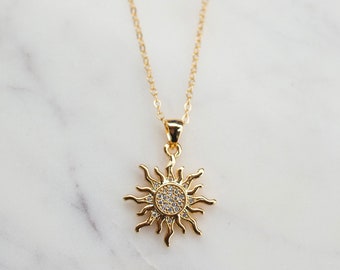 Sunshine necklace, sun necklace, sun necklace dainty, gold sun necklace, celestial sun, celestial jewelry, gift for her, sun accessory