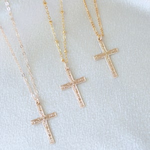 Floral cross necklace, gold filled cross necklace, cross necklace, religious necklace, gold filled necklace, layering necklace, lord