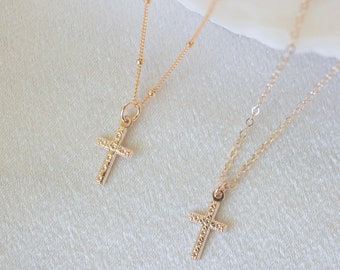 Cross necklace, gold filled cross necklace, religious necklace, gold filled necklace, layering necklace, lord necklace, gift for her, dainty