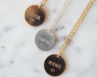 Mama necklace, mom necklace gold, mom disc necklace for women, gifts for women, new mom gift, mothers day gift, personalized  jewelry