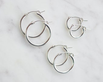 Sterling silver hoop earrings, sterling silver hoops earrings medium, sterling silver hoops earrings small, gift for her, mothers day gift