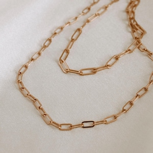 Rose gold layering necklace, rose gold filled paperclip necklace, gift for her, rose gold necklace, minimalist jewelry, minimalist jewelry
