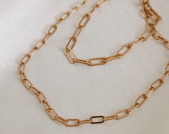 Rose Gold Paperclip Necklace • 14K Rose Gold Filled Chain • Medium or Large Links • Layering Necklace • Hypoallergenic Tarnish Resistant