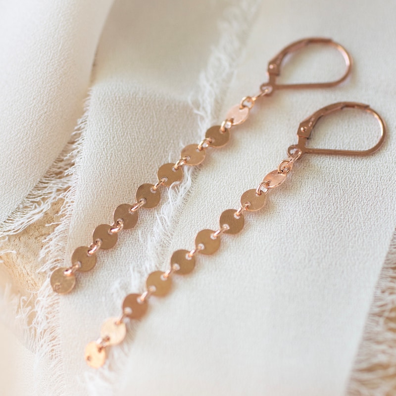 Enchanted Hollow Rose Gold Dangler Earrings