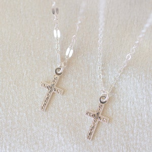 Sterling silver cross necklace, cross necklace, religious jewelry, silver necklace, layering necklace, lord necklace, gifs for her, gifts