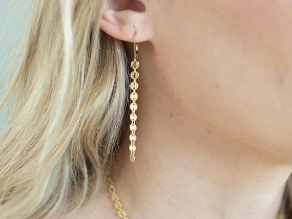 Gold Filled Dangle Earrings Leverback Chain Earrings Chain