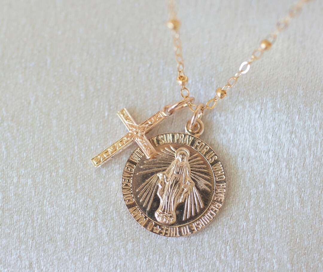 Virgin mary and cross necklace Clearance