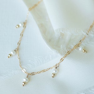 Pearl drop necklace, dainty pearl necklace for women, simple necklace for women, gifts for her, minimalist jewelry, layering jewelry