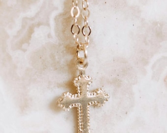Mini Cross Necklace • Gold Filled Cross • Simple Christian Jewelry