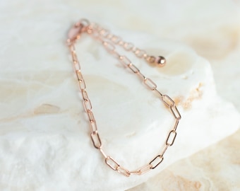 Rose gold filled bracelet, rose gold filled anklet, rose gold filled paperclip bracelet, kids bracelets, bracelets for women, gift for her