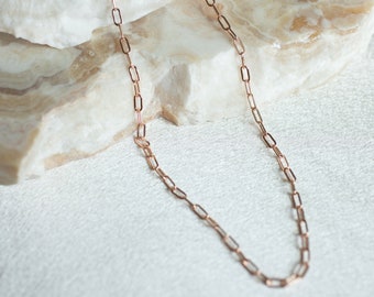 Paperclip necklace, link chain necklace for women, rose gold filled layering necklace, gifts for women, mothers day gift, rose gold necklace