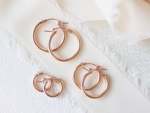 Rose Gold Filled Hoop Earrings Rose Gold Hoop Earrings Women