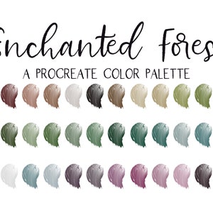 Enchanted Forest Procreate Color Pallet, IPad lettering, Procreate Add-Ons, Digital Art