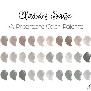 Classy Sage Procreate Color Pallet, IPad lettering, Procreate Add-Ons, Digital Art