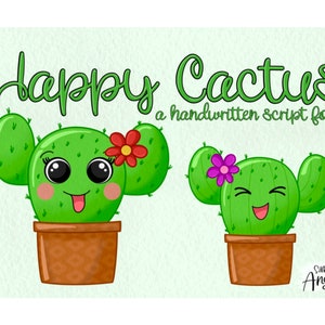Handwritten Font, Script Font, Bubble Font, Bold Cursive Font, Cute Craft Fonts, Bold Font, Canva Font, Happy Cactus, Downloadable Font