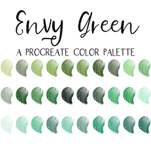 Envy Green Procreate Color Pallet, IPad lettering, Procreate Add-Ons, Digital Art