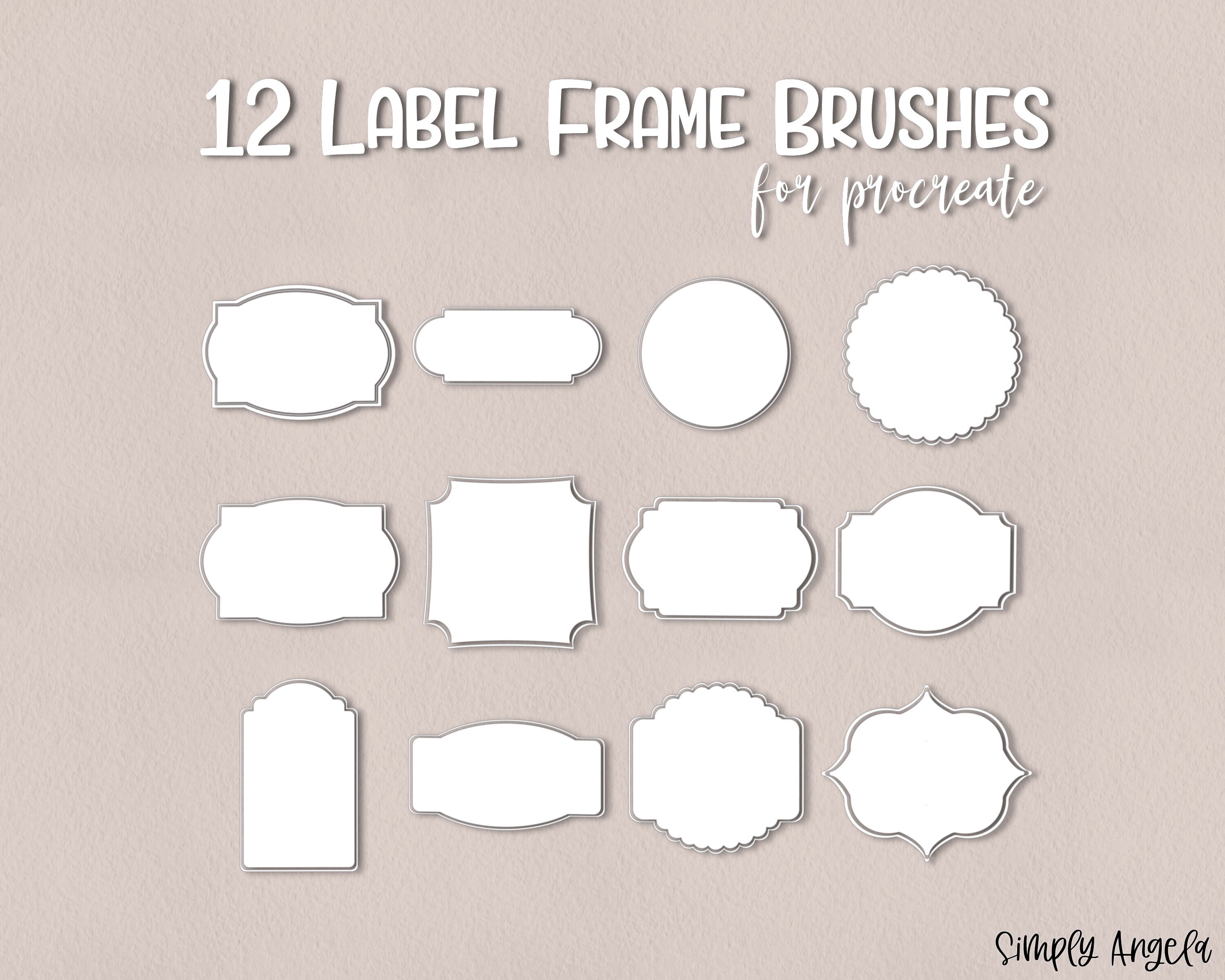 Procreate Label Procreate Label Frame Stamp Brushes, Procreate Add-on Brush Pack ...