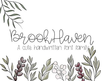 Handwritten Cursive Font, Bubbly Script Font Bundle - BrookHaven