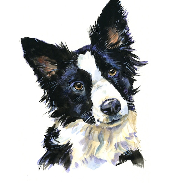 Custom Dog Watercolor Portrait | Hand-Painted Pet Memorial