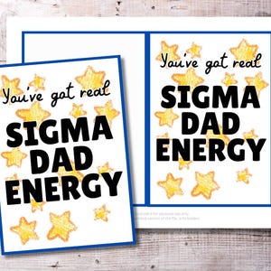 Biglietto d'auguri per la festa del papà Sigma Dad Energy / Divertente biglietto d'auguri piegato 5x7 stampabile per papà / Biglietto d'auguri per il compleanno di papà con gergo virale e cervello in putrefazione, download immediato in PDF