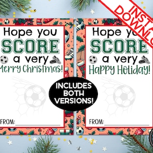 Druckbare SOCCER Weihnachtsferien unter dem Motto Geschenkkartenhalter | DIY Karte | Einfach Fußball-Trainer-Team vorhanden | Sofort Download PDF