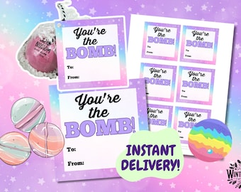 You're the Bomb Bath Bomb Printable Gift Tag | Easy Teacher Appreciation Gift | Instant Download PDF | Birthday Party Favor | Quick Present