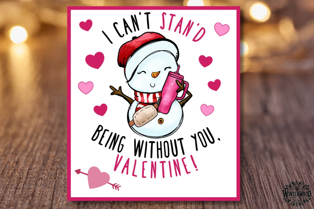 Printable Preppy Tumbler Valentine Card Trendy DIY Valentine Cards ...