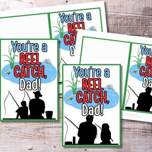 Tarjeta "Eres un papá increíble" / Tarjeta imprimible para el Día del Padre de 5x7 / Tarjeta plegable con temática de pesca / Versiones para hijo e hija / Descarga instantánea en PDF