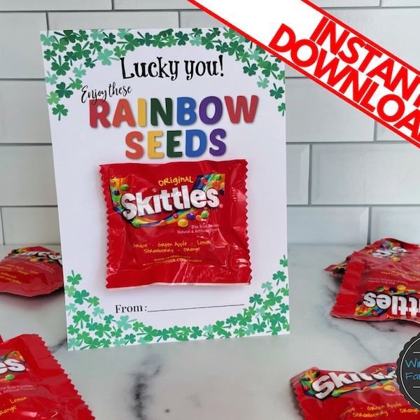 Skittles RAINBOW SEEDS Printable Candy Holders | DIY St. Patrick's Day Gift | Digital Download | Instant Gift | Class Present