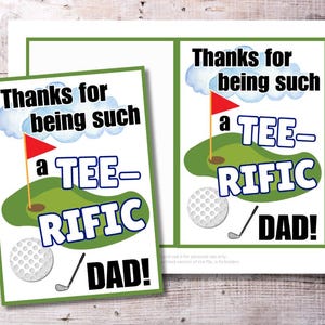 Tarjeta de golf Tee-rific Dad / Tarjeta imprimible para el Día del Padre (plegable, 5x7) / Tarjeta con juego de palabras sobre golf / Descarga instantánea en PDF / Tarjeta de cumpleaños para golfista