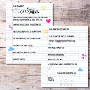 Dear Younger Me – Senior Letter Printable | Graduation Reflection Activity | Class of 2025 Keepsake Page | Senior Year Printable PDF