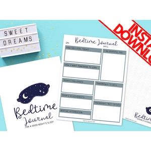 Druckbare BEDTIME JOURNAL Pack | Schlaf Journal Seite | Doodle-Seite | Drucken Sie Ihre eigenen | Sofort Download Bild 1