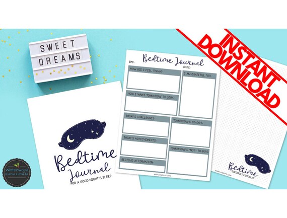 Printable BEDTIME JOURNAL Pack | Sleep Journal Page | Doodle Page | Print Your Own | Instant Download