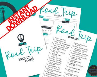 Printable ROAD TRIP PLANNER and Bucket List Bundle | Instant Download | Family Travel | Vacation Planning | Digital Planner