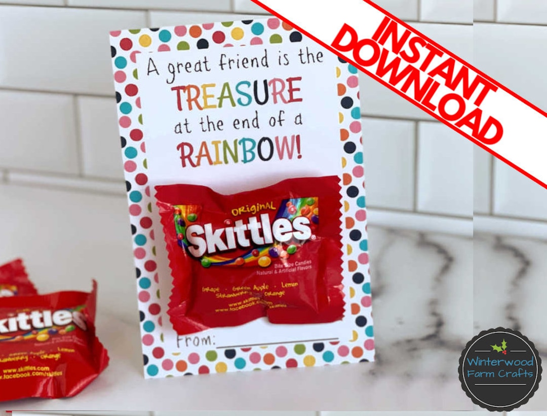 Printable Skittles Themed Valentines DIY Cards Easy Skittles Candy ...
