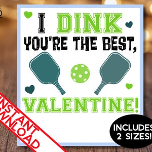 Druckbare PICKLEBALL Valentinstagskarten | Lustige Gurke Ball Sport Partner League DIY Valentinskarten | Sofortiger Download PDF | 2 Größen