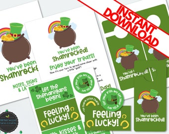 You've Been SHAMROCKED | St. Patrick's Day Leprechaun Secret Gift Exchange | Fun Activity Friends and Neighbors | Printable Instant Download