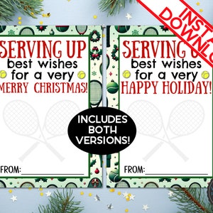 Afdrukbare TENNIS-cadeaukaarthouders voor kerstvakantiethema | DIY-kaarten | Coachteam aanwezig | Pdf direct downloaden | Tennisteam
