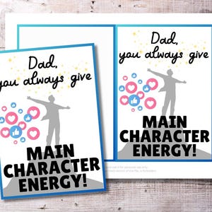 Hoofdpersoon Energie Vaderdagkaart | Grappige 5 x 7 gevouwen afdrukbare kaart voor papa | Virale jargonkaart | Vaders verjaardag Instant download pdf