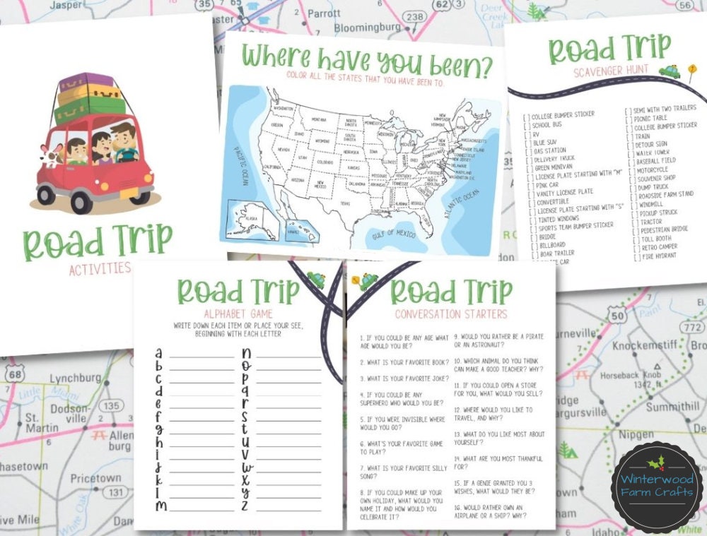 Printable ROAD TRIP ACTIVITY Pack for Kids | Instant Download | Boredom ...