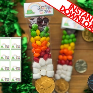 Rainbow Pot of Gold Printable BAG TOPPERS | St Patrick's Day | Party Favors | Class Gifts | Digital Delivery | Instant Download image 1