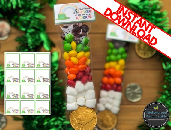 Rainbow Pot of Gold Printable BAG TOPPERS | St Patrick's Day | Party Favors | Class Gifts | Digital Delivery | Instant Download