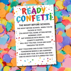 Ready Confetti Poem Tags for Back to School Meet the Teacher – 3.5x5&quot; Printable Gift Tags PDF Instant Download Print at Home 1st Day School