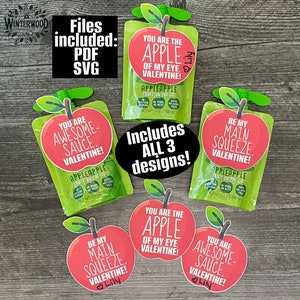 APPLESAUCE Cartões de Etiquetas Imprimíveis para o Dia dos Namorados | Trocadilho Engraçado com Molho de Maçã Incrível para a Classe de Namorados | Amigos das Crianças Faça Você Mesmo | Download Instantâneo PDF SVG