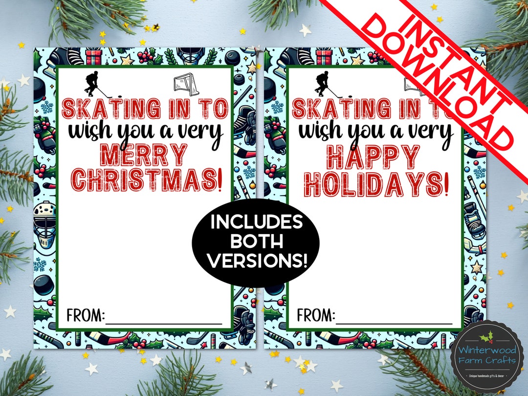 Printable ICE HOCKEY Player Christmas Holiday Themed Gift Card Holders ...