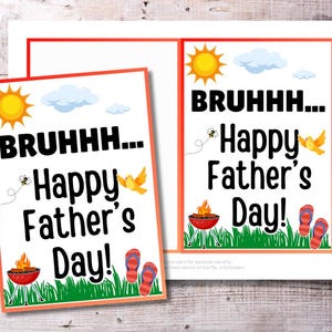 BRUHHH… Biglietto di auguri per la festa del papà / Divertente biglietto piegato 5x7 stampabile per papà / Vibrazioni estive e barbecue / Download immediato del PDF "Brain Rot Slang" Bruh