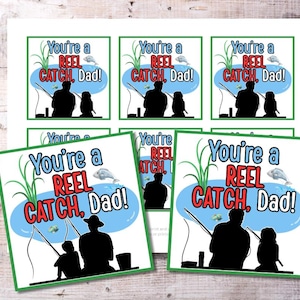 Vous êtes un papa REEL CATCH Étiquettes-cadeau | Imprimables sur le thème de la pêche pour la fête des pères | Comprend les versions fils et fille | Téléchargement instantané PDF
