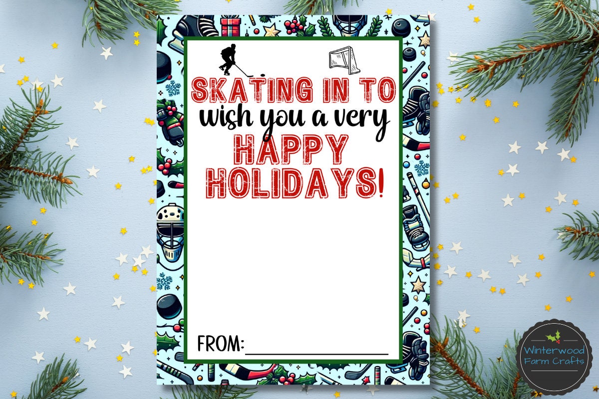 Printable ICE HOCKEY Player Christmas Holiday Themed Gift Card Holders