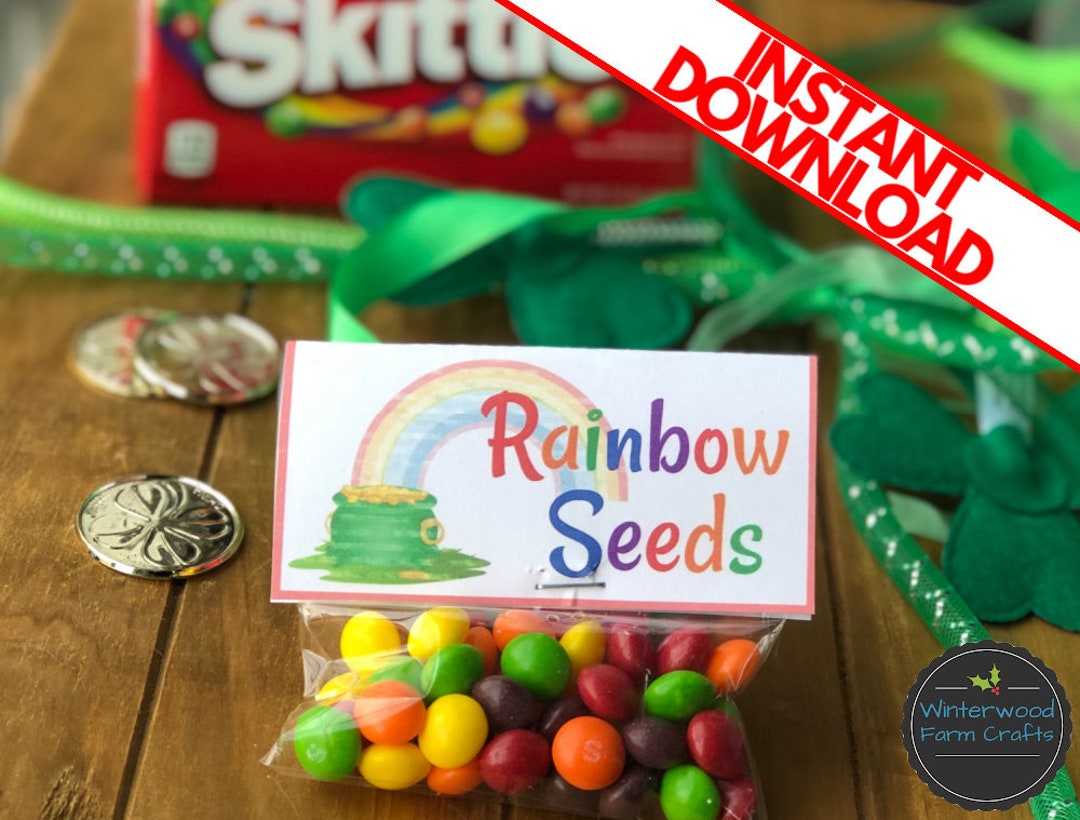 Printable RAINBOW SEEDS Bag Toppers for Candy Party Favors