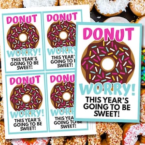 Donut Worry Back to School Gift Tags | First Day of School Student Gift | Gift Tags PDF Instant Download Print at Home Digital Easy Treat